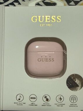 GUESS Pink Earbud Charging Case with Gold Logo